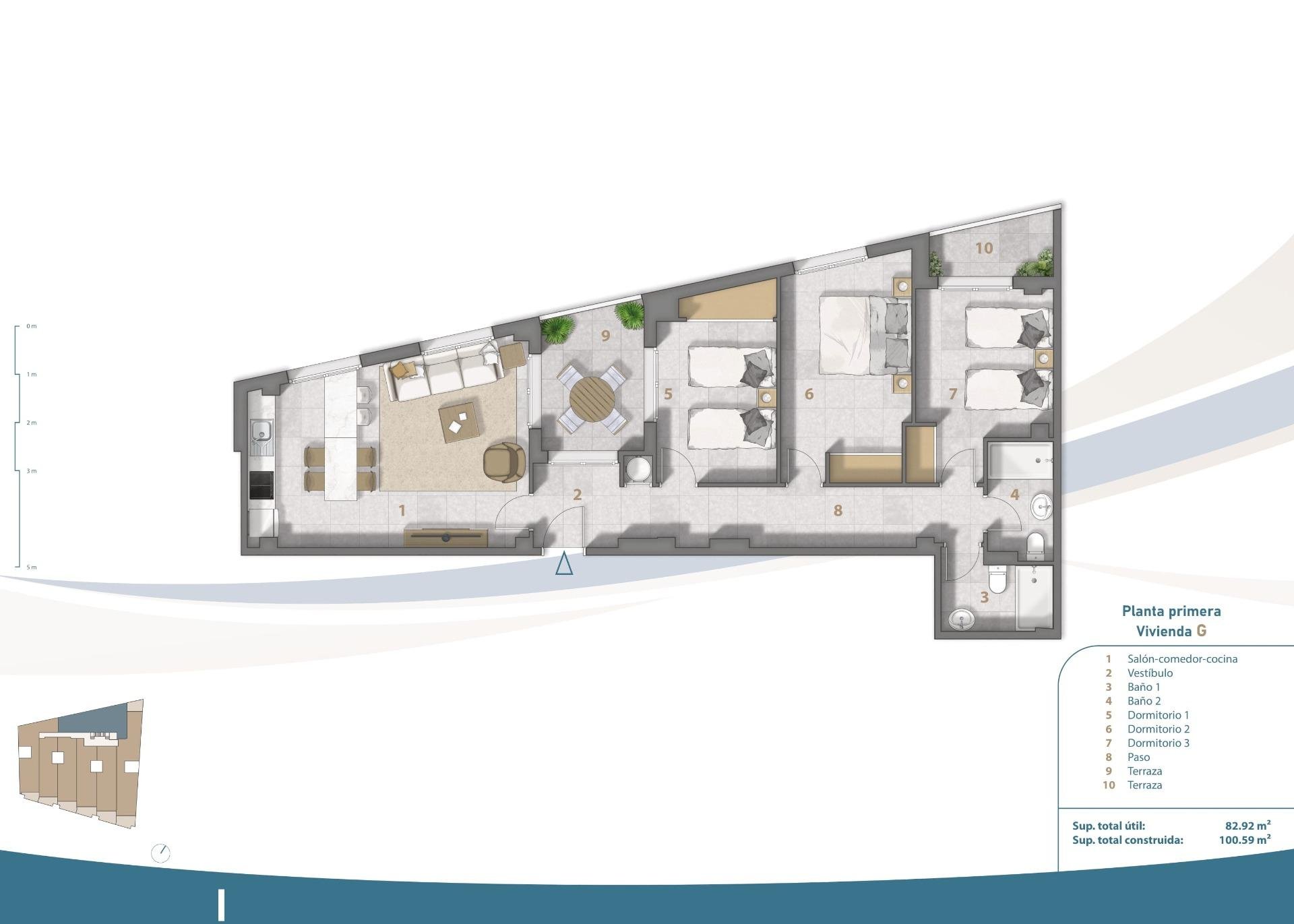 Apartment in San Pedro del Pinatar, Murcia, Spain 3 bedrooms, 102 sq.m. No. 112809