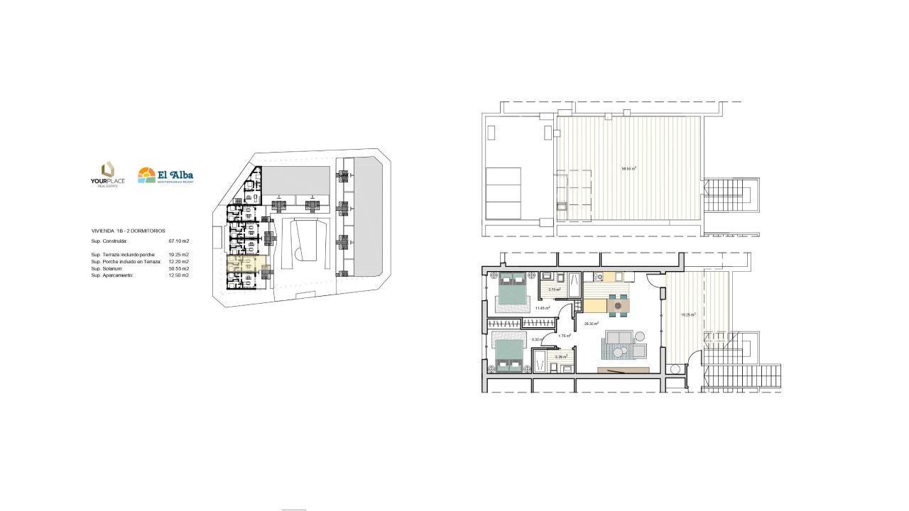 Apartment in El Alba Rainbow Your Place, Murcia, Spa, 2 bedrooms, 67.1 sq.m. No. 104348