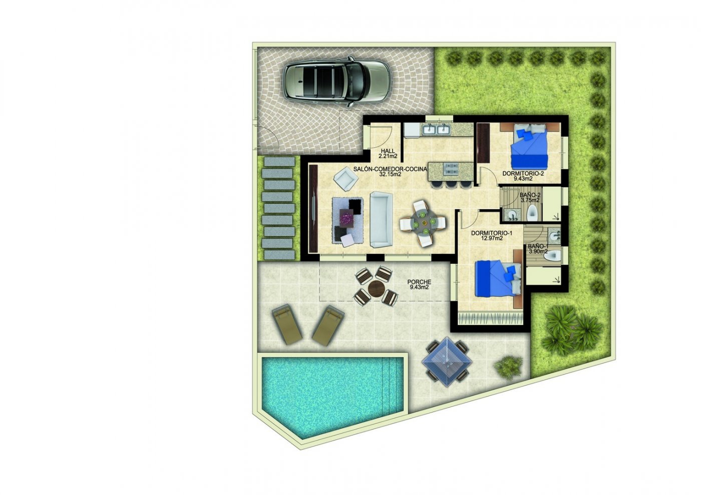 Villa en Benijófar, Alicante, España 2 dormitorios, 90 m2 No. 103646