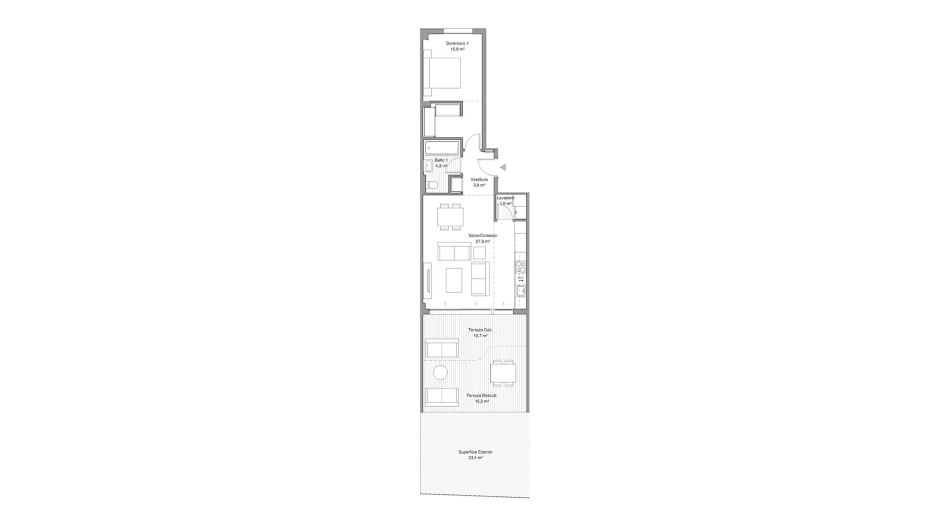 Apartamento en Habitat Alborán-Mistral, Torremolinos, Málaga, España 1 dormitorio, 62 m2 No. 93647