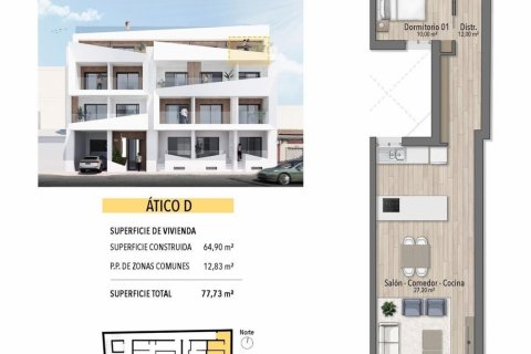 Kattohuoneisto myytävänä Torrevieja, Alicante, Espanja, 2 makuuhuonetta, 74 m2 No. 112796 - kuva 12