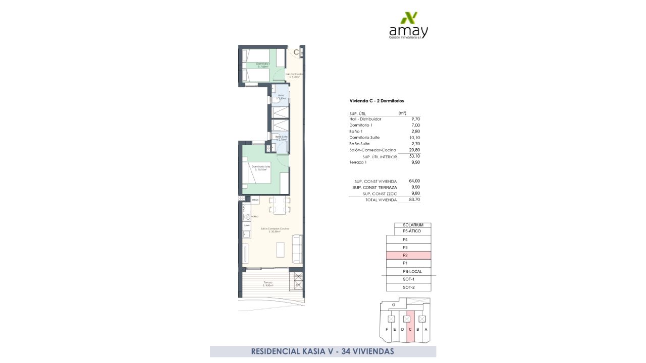 Apartment in Kasia V, Torrevieja, Alicante, Spa, 2 bedrooms, 53.2 sq.m. No. 91777