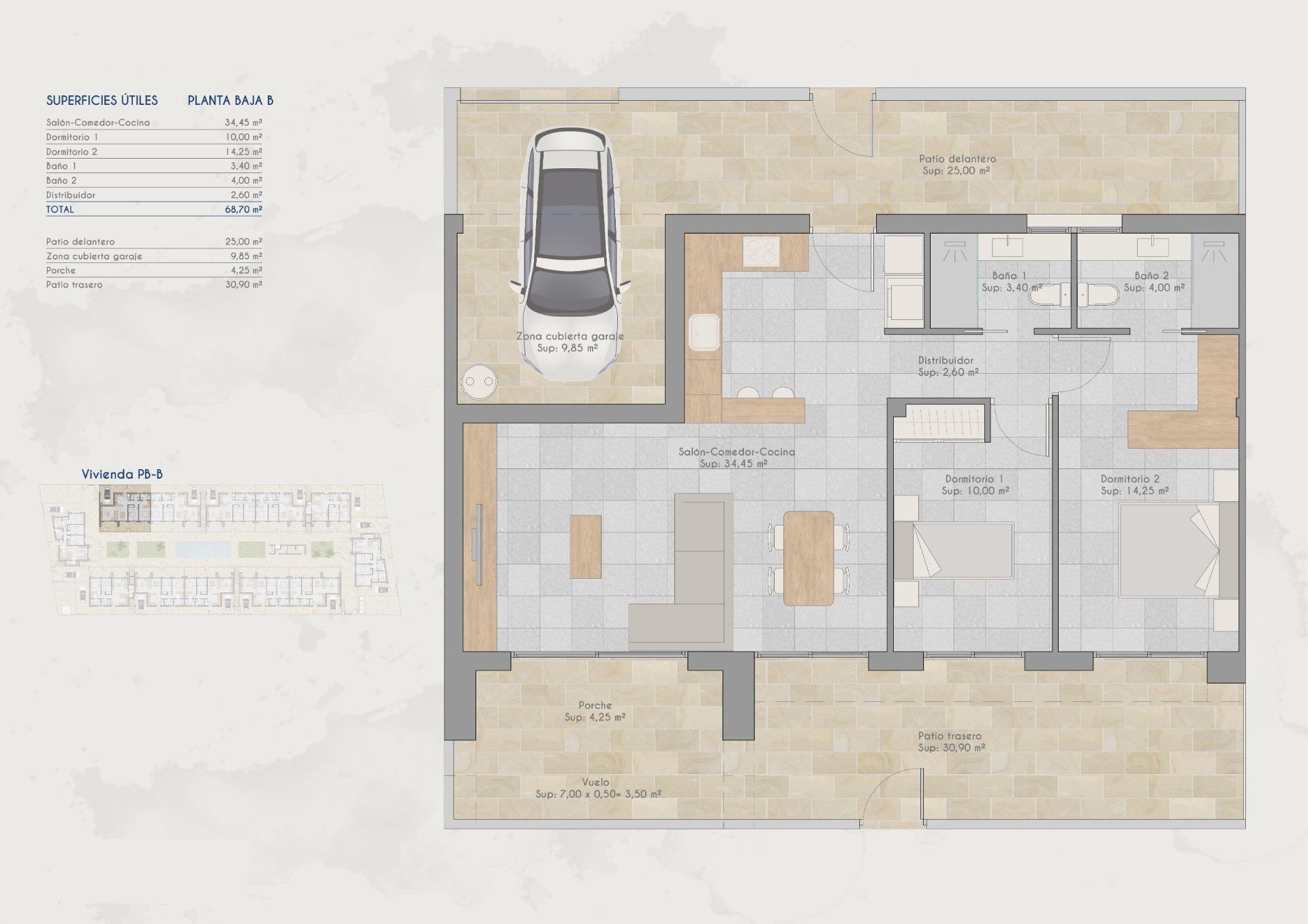 Bungalow a Torre-Pacheco, Murcia, Spagna 2 camere da letto, 78 mq. N° 112702