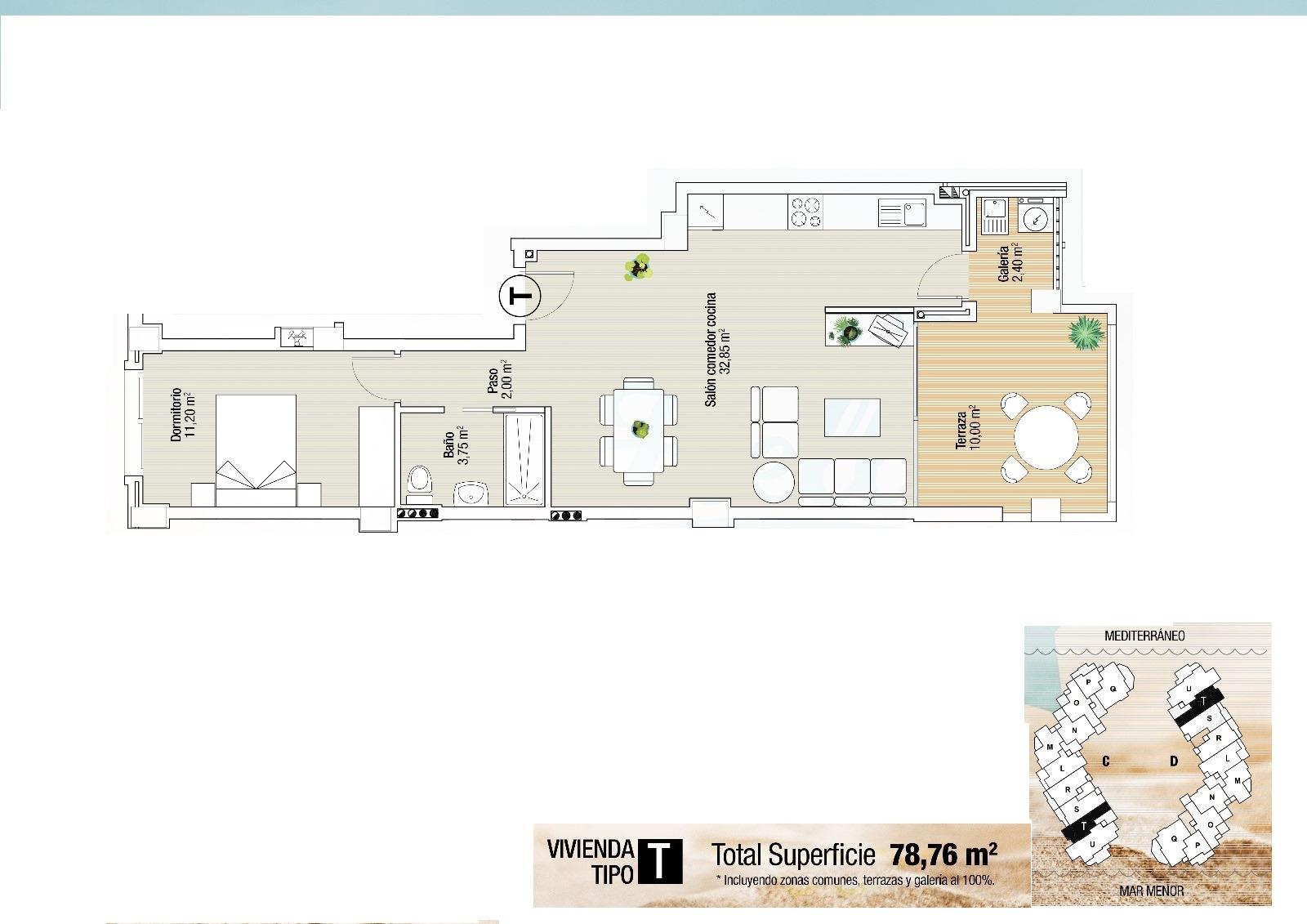 Apartment in La Manga del Mar Menor, Murcia, Spain 1 bedroom, 78 sq.m. No. 112820