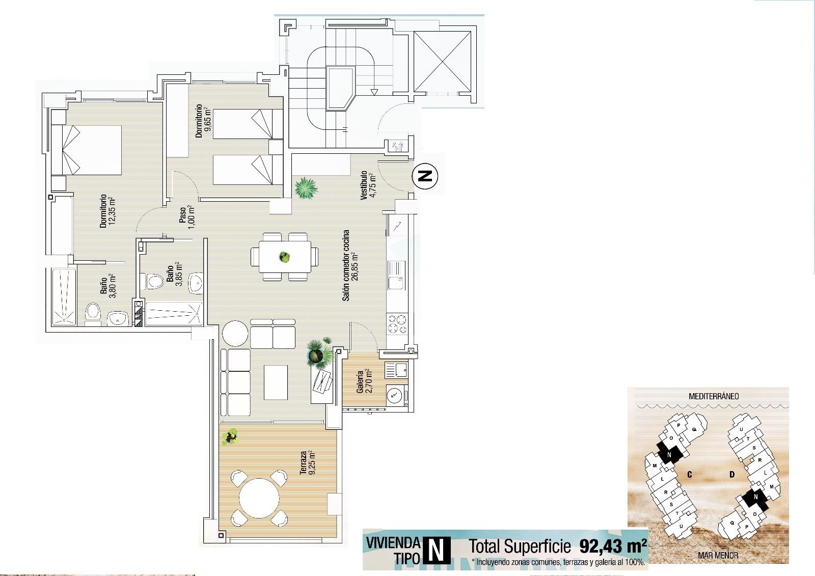 Apartament w La Manga del Mar Menor, Murcia, Hiszpania 2 sypialnie, 92 mkw. nr 112819