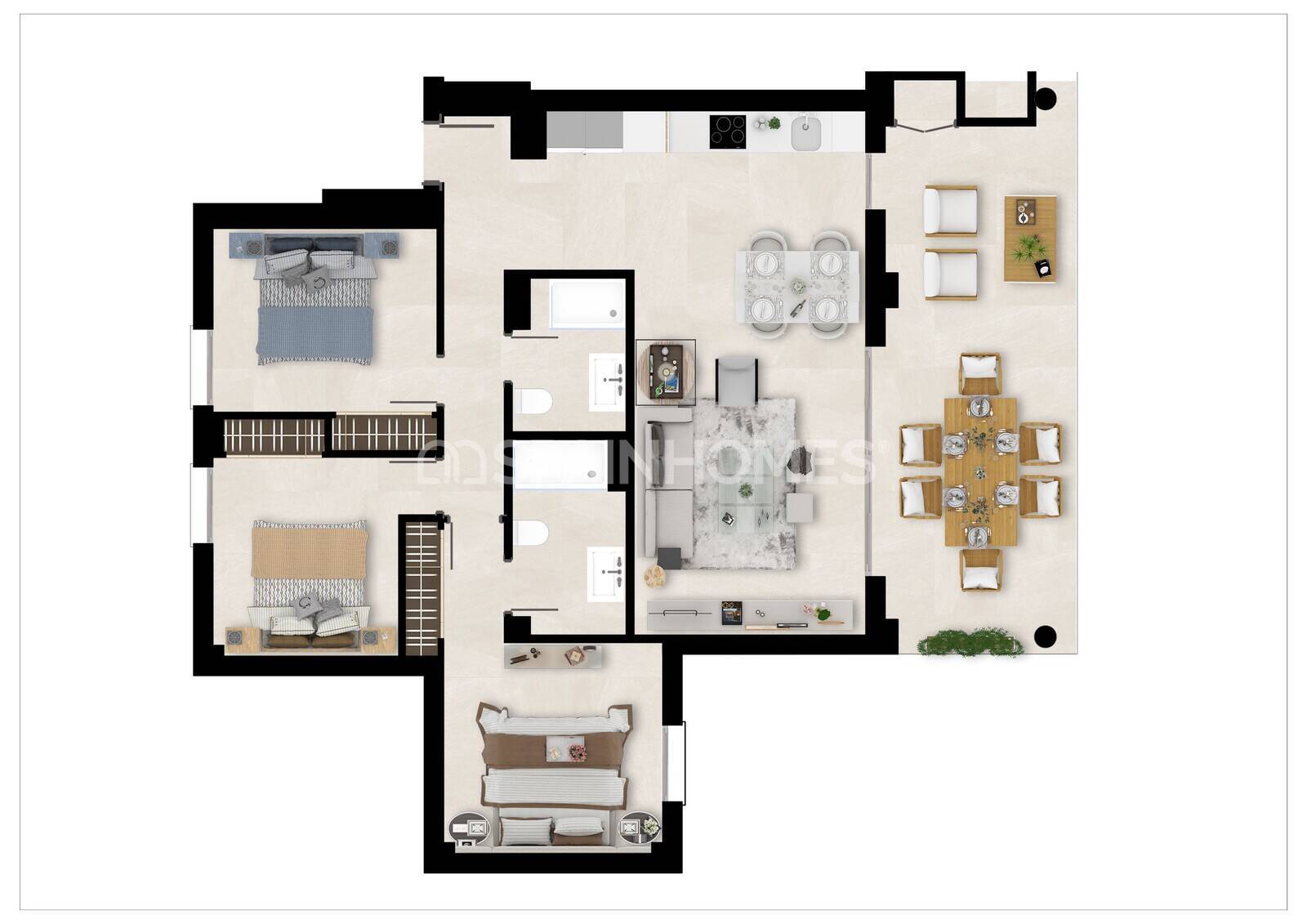 Wohnung in Mijas, Malaga, Spanien 3 Schlafzimmer, 102 m2 Nr. 59596