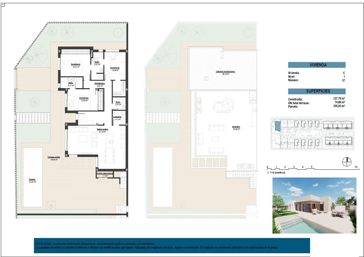 Villa en Los Alcázares, Murcia, España 3 dormitorios, 122 m2 No. 112552