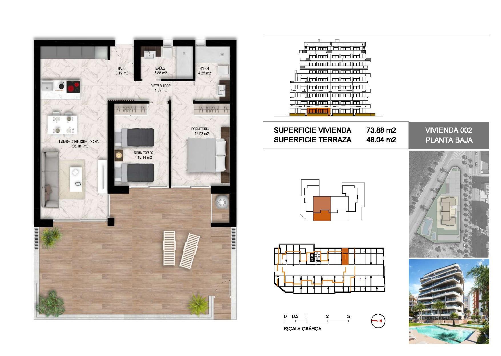 Wohnung in Guardamar del Segura, Alicante, Spanien 2 Schlafzimmer, 73 m2 Nr. 111341