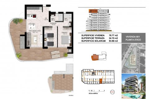 Продажа пентхауса Гуардамар-дель-Сегура, Аликанте, Испания 2 спальни, 76м2 №111342 - фото 10