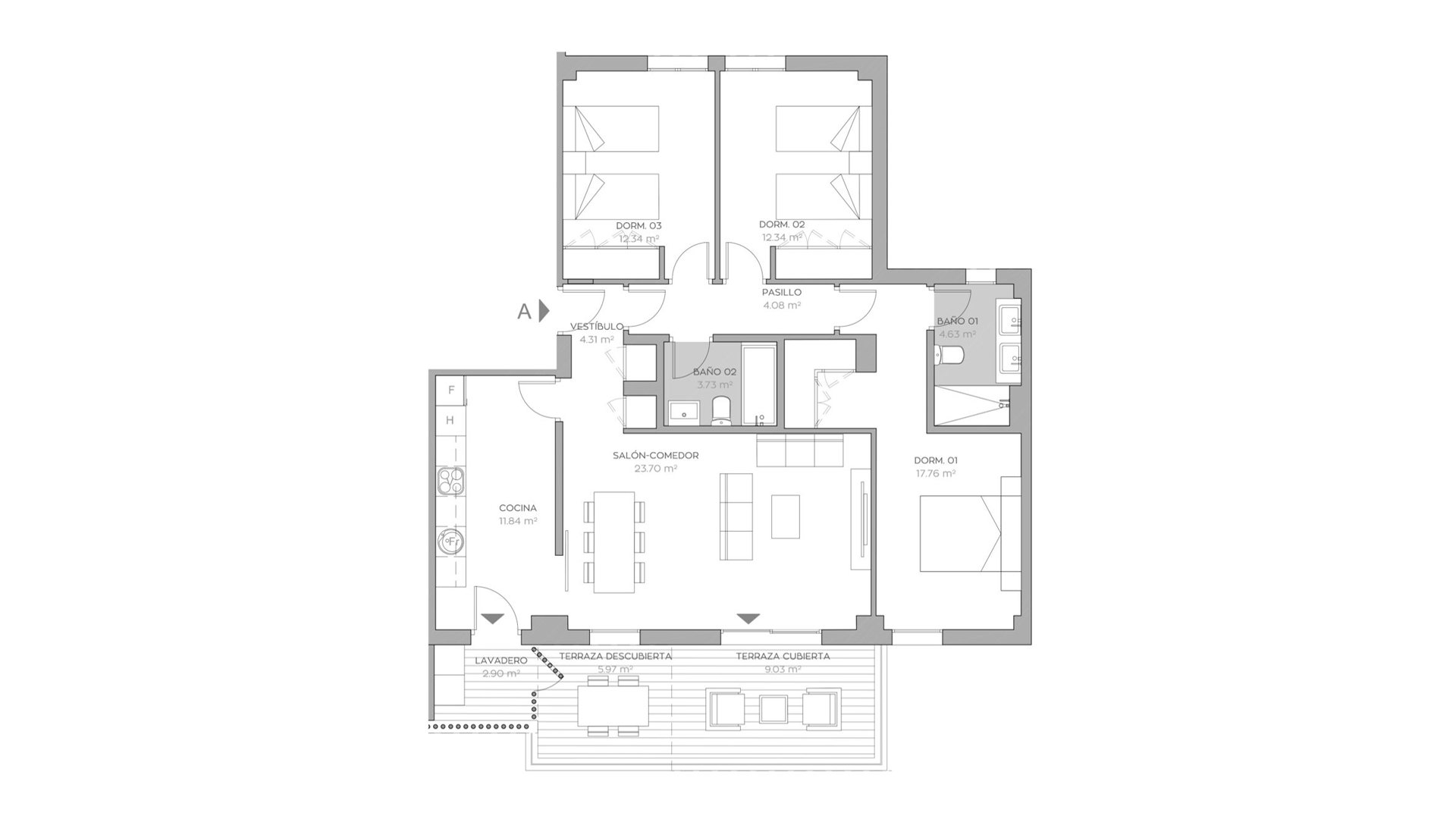 Apartamento en La Reserva de El Limonar, El Limonar, Málaga, España 3 dormitorios, 95 m2 No. 93663