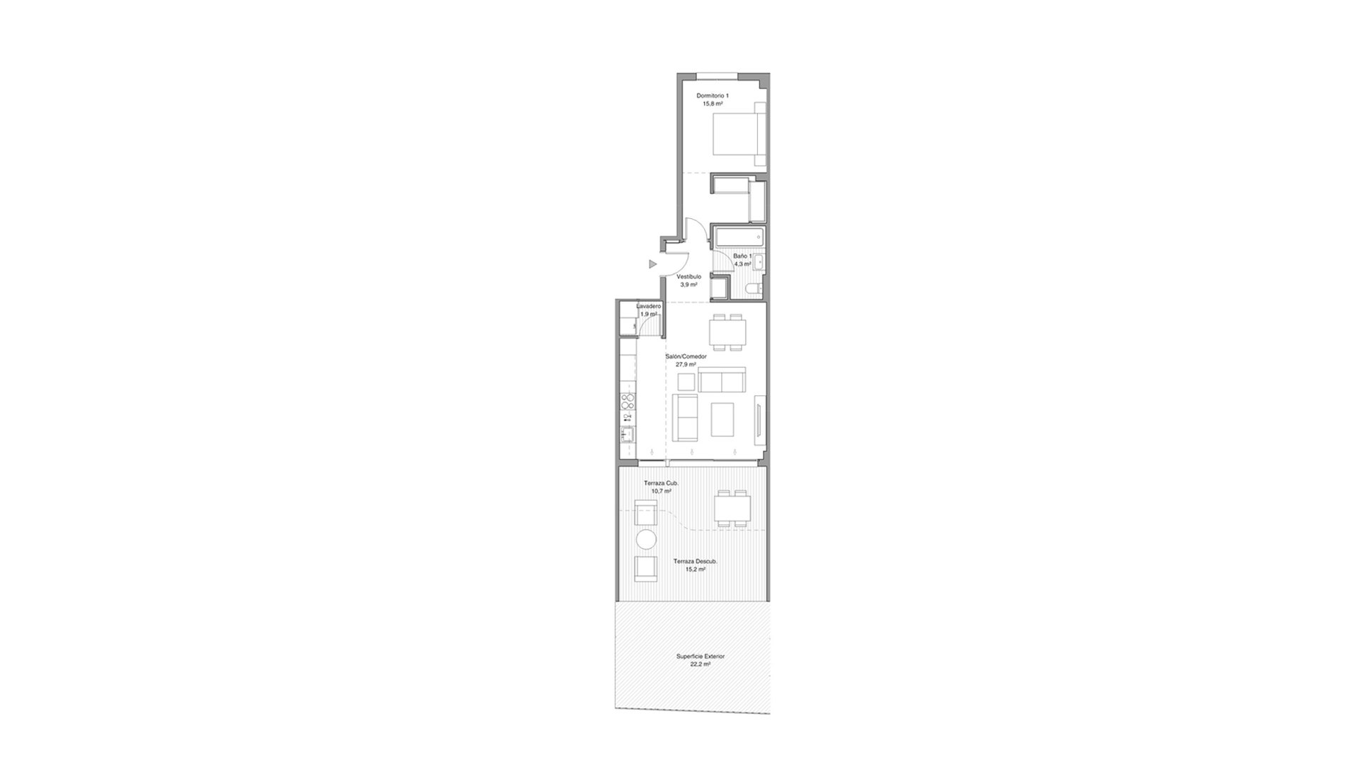 Huoneisto Habitat Alborán-Mistral, Torremolinos, Malaga, Espanja 1 makuuhuone, 75 m2 No. 93646