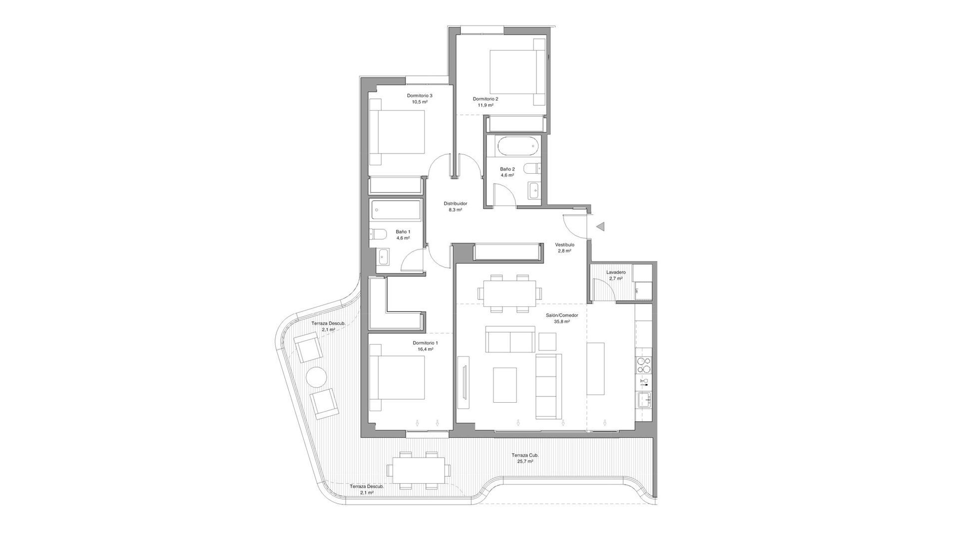 Apartment en Habitat Alborán-Mistral, Torremolinos, Malaga, Espagne 3 chambres, 137 m2 No. 93645
