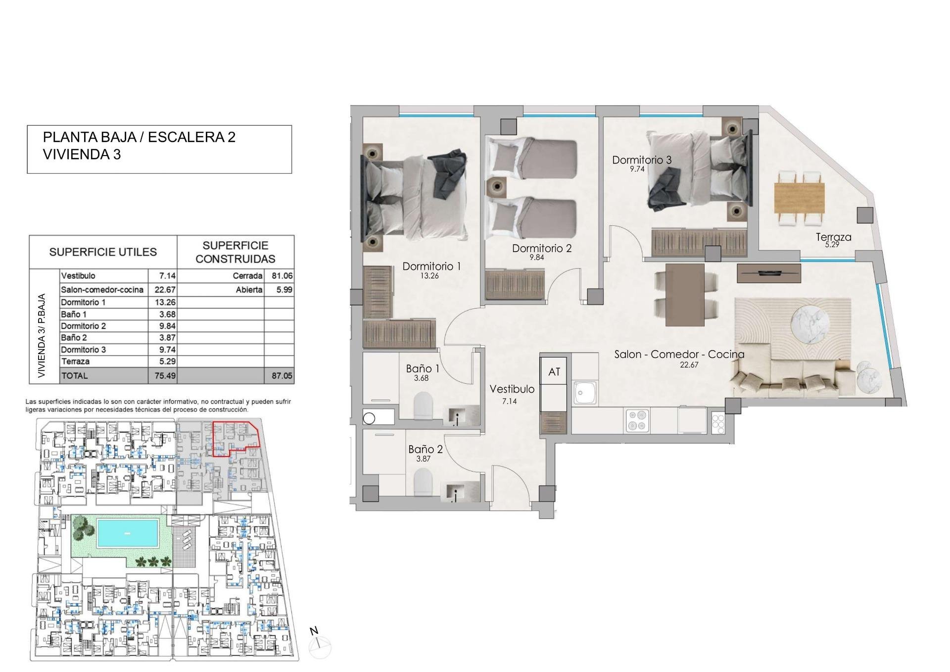 Apartamento en Santa Pola, Alicante, España 3 dormitorios, 87 m2 No. 103307