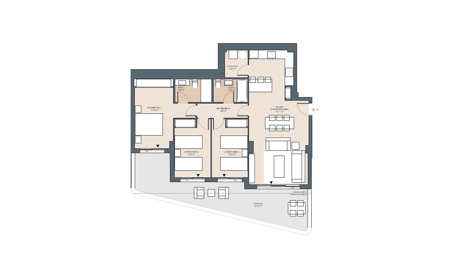 Wohnung in Idilia Terram, Malaga, Spanien 3 Schlafzimmer, 126 m2 Nr. 90081
