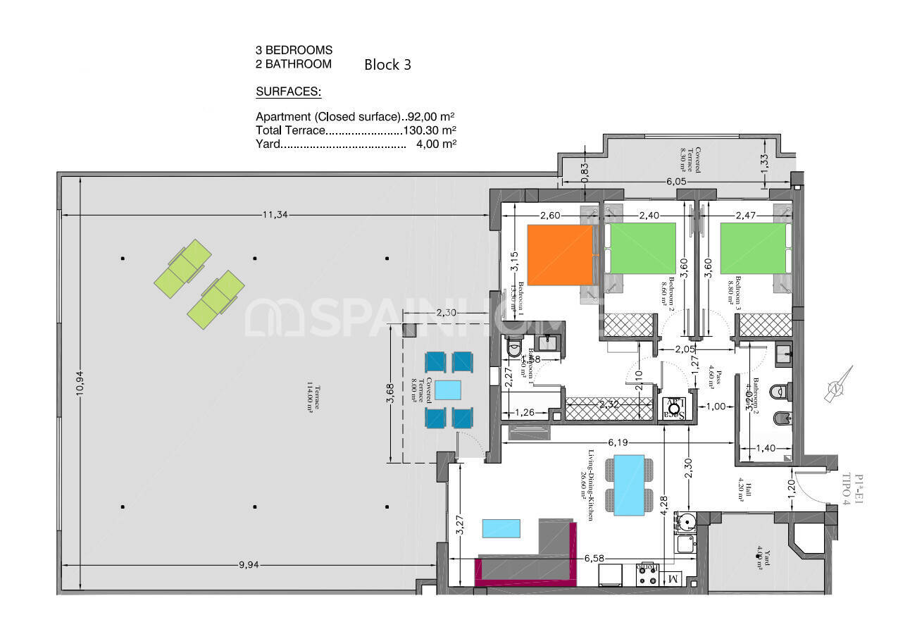 Penthouse à Orihuela, Alicante, Espagne 2 chambres, 65 m2 No. 104338