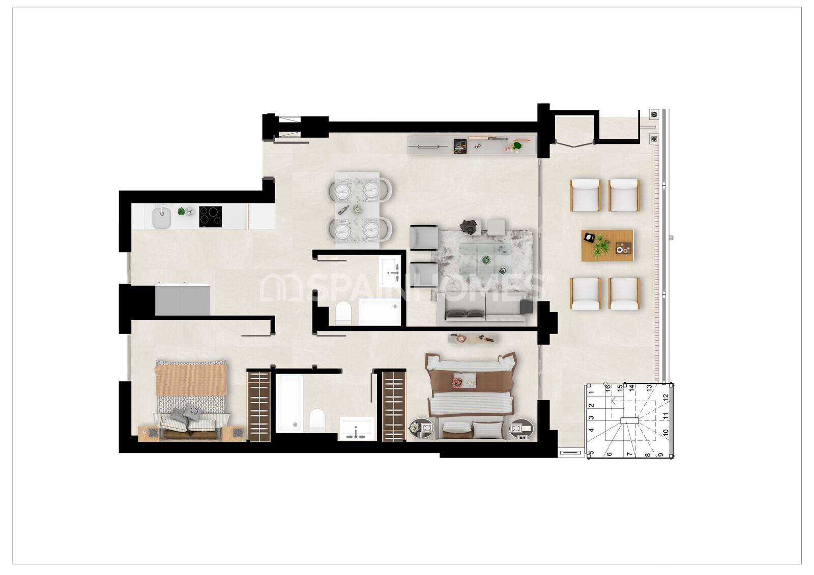 Lägenhet i Mijas, Malaga, Spanien 3 sovrum, 102 kvm. Nr. 59597