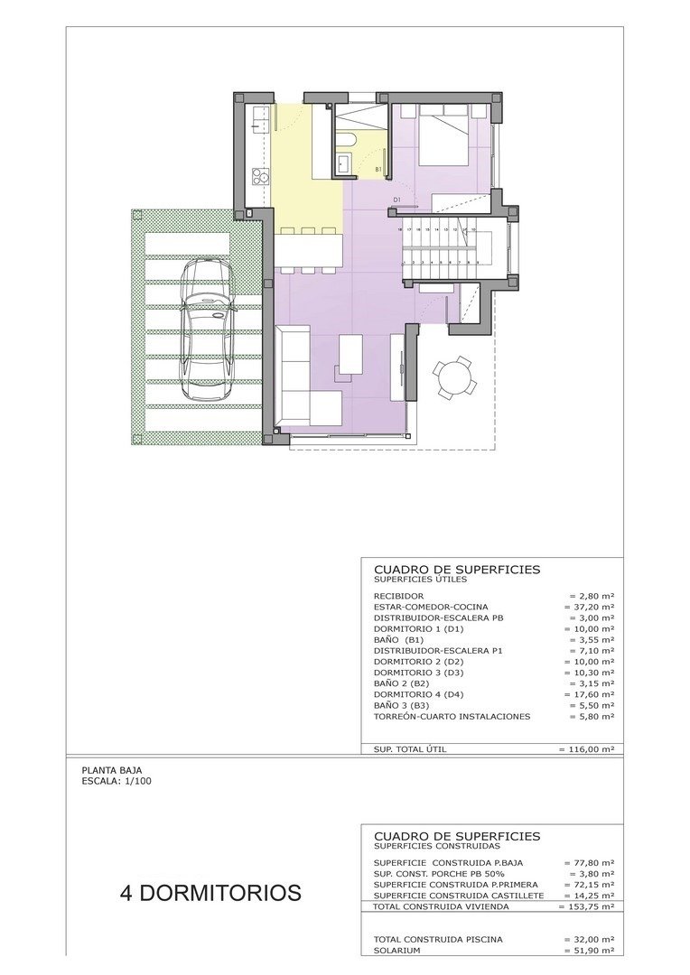Villa in Cartagena, Murcia, Spanien 4 Schlafzimmer, 153 m2 Nr. 111477