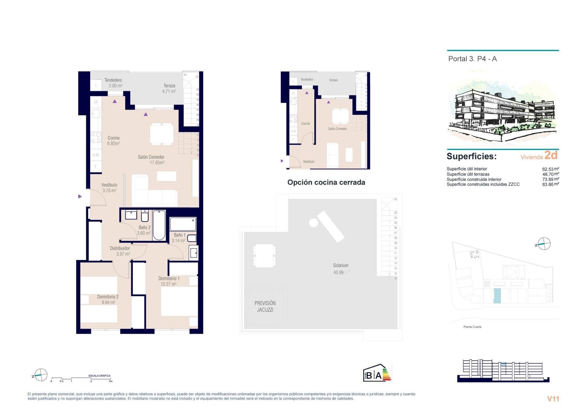 Penthouse à Alicante, Espagne 2 chambres, 83 m2 No. 111187