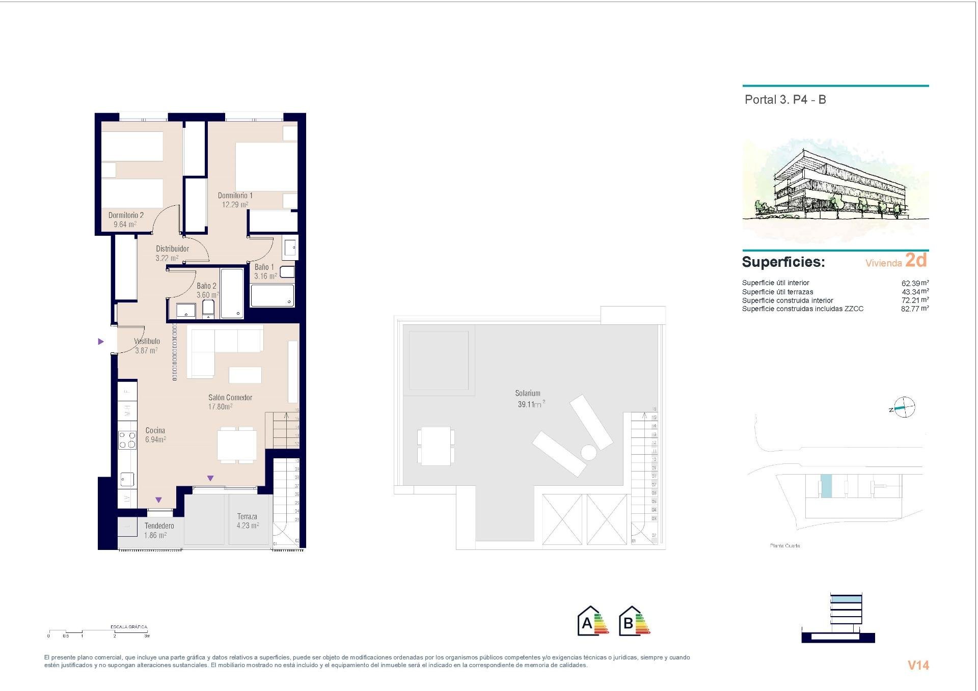 Penthäuser in Alicante, Spanien 2 Schlafzimmer, 82 m2 Nr. 111185